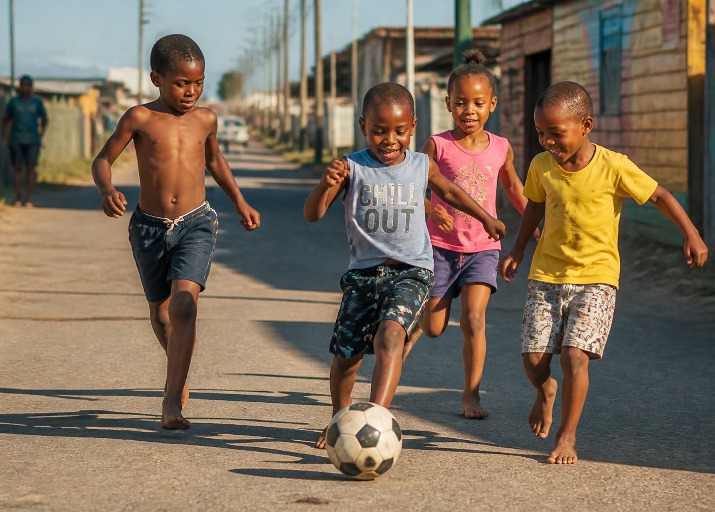 Children playing together in their neighbourhood
